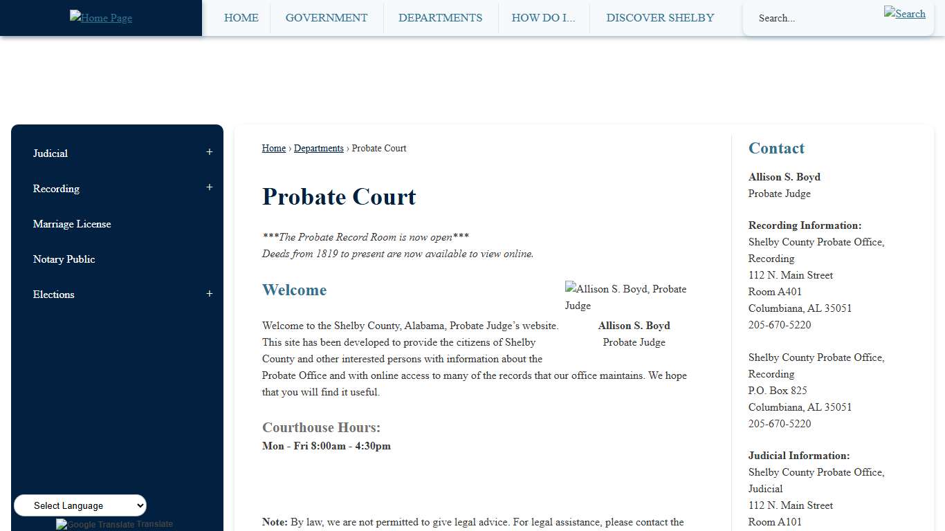 Probate Court Shelby County, AL - Official Website