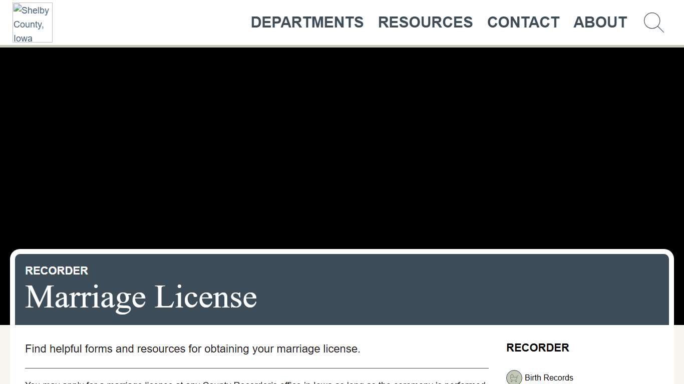 Marriage License - Recorder’s Office - Shelby County, IA